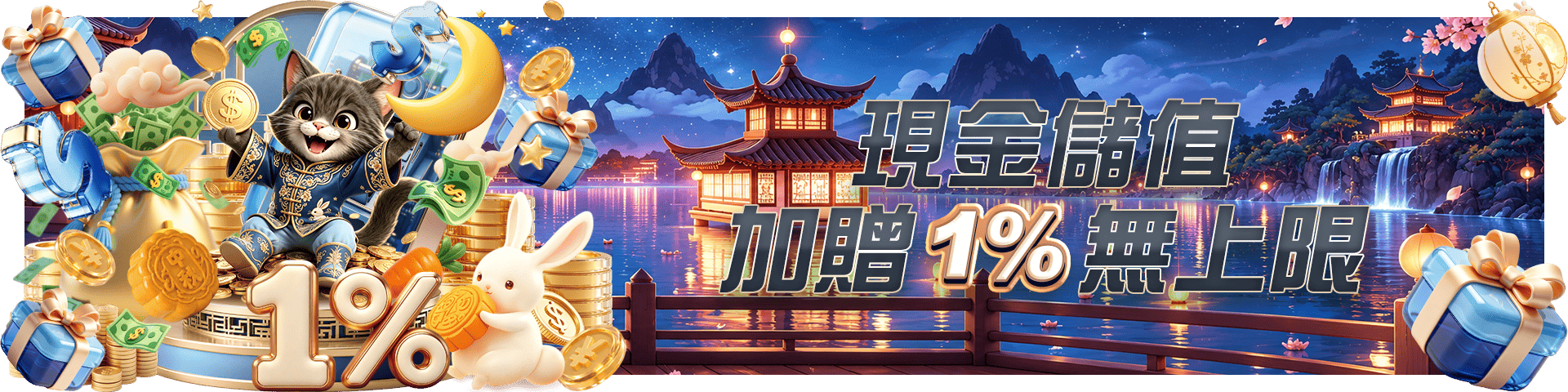 現金儲值加贈 1%|RZU娛樂城官方活動圖